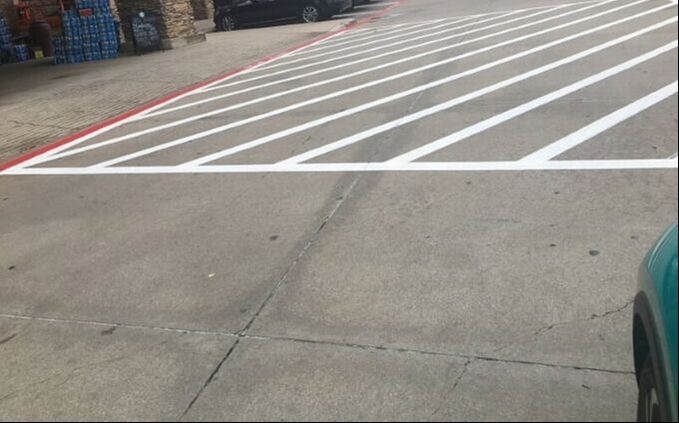 White line striping in San Marcos, Texas